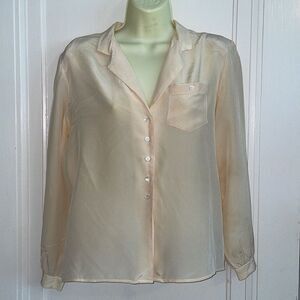 Vintage 80s Liz Claiborne cream/ivory silk button down shirt
